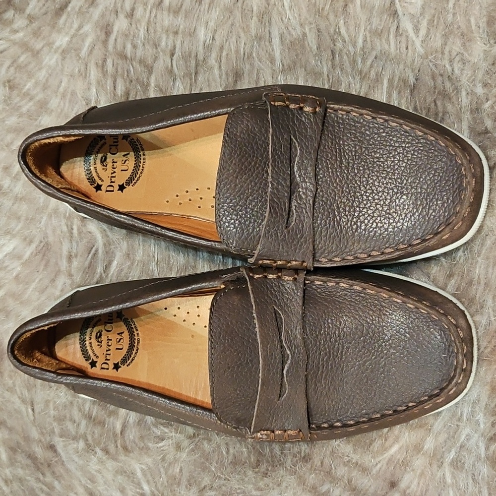 Driver Club USA Boy's Dark Brown Leather Loafers